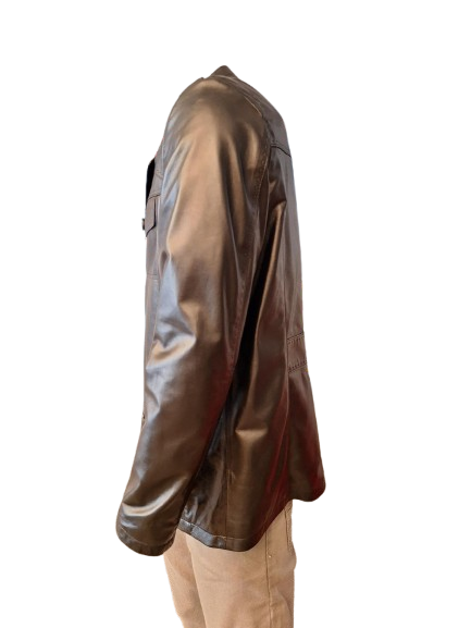 Erkek Siyah Deri Ceket - Slim Fit Türk Özel Tasarım