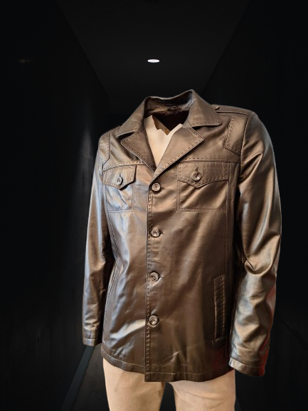 Erkek Siyah Deri Ceket - Slim Fit Türk Özel Tasarım